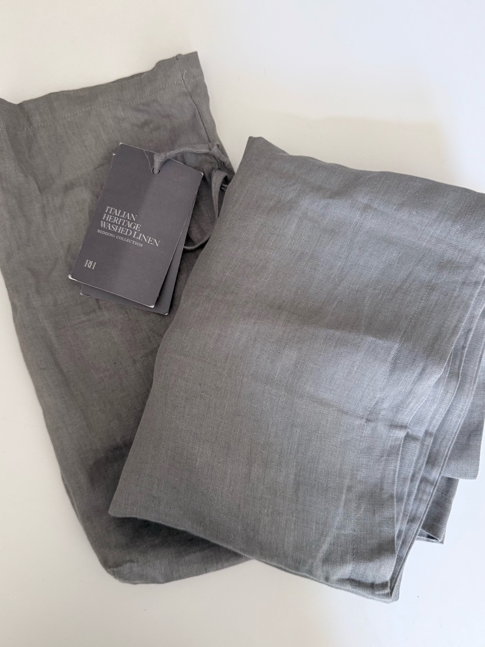 RH Italian Heritage Washed Linen Sham 28x34 Graphite Gray